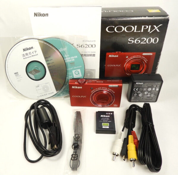 Nikon COOLPIX S6200 – 16.0MP Compact Digital Camera (Red) with 10x Wide Zoom – From Japan